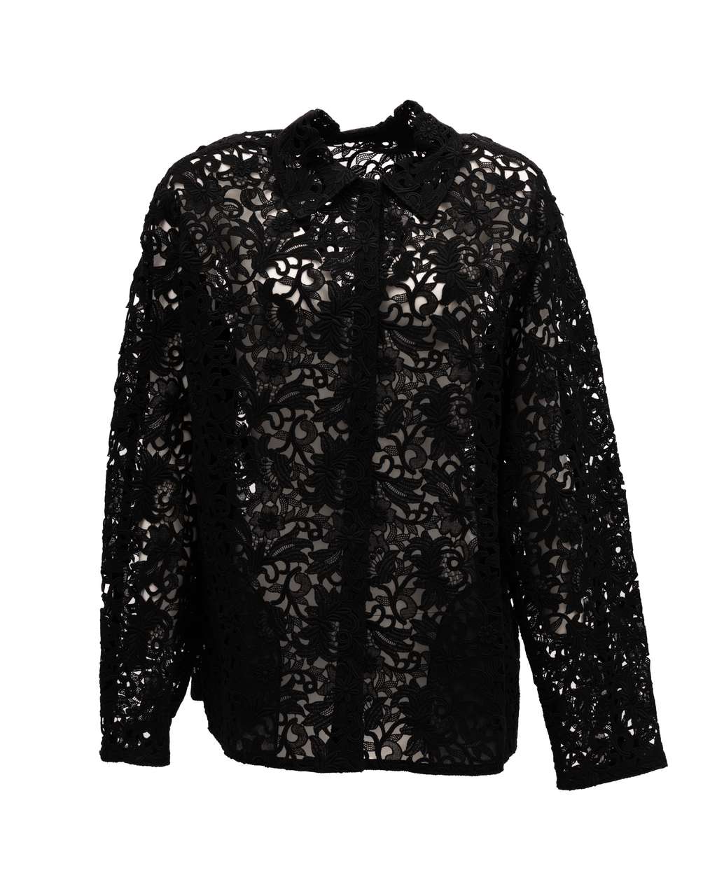 Black Floral Lace Shirt