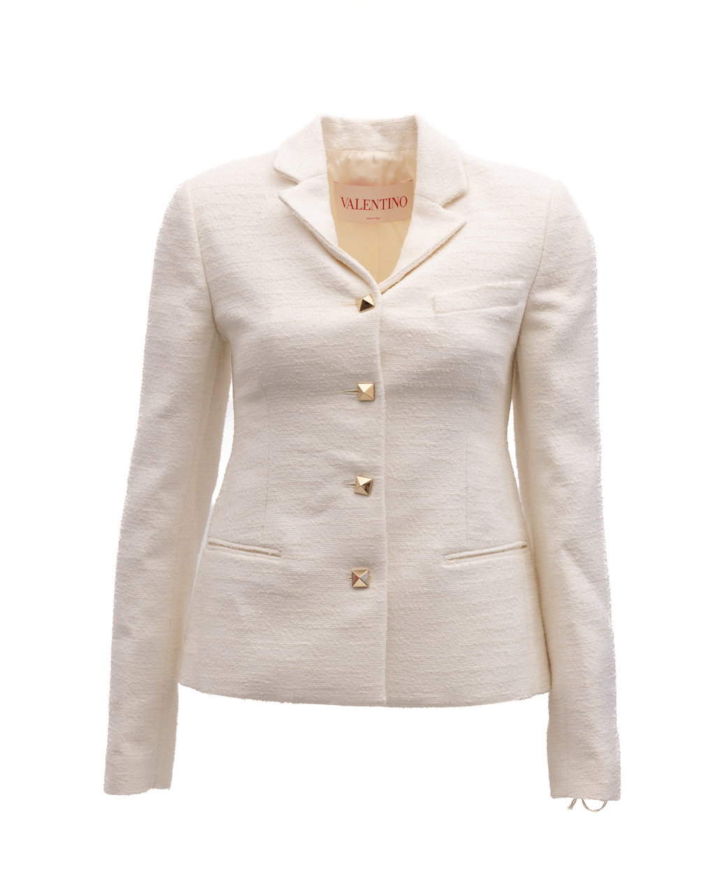 Off-White Tailored Blazer with Gold Stud Buttons