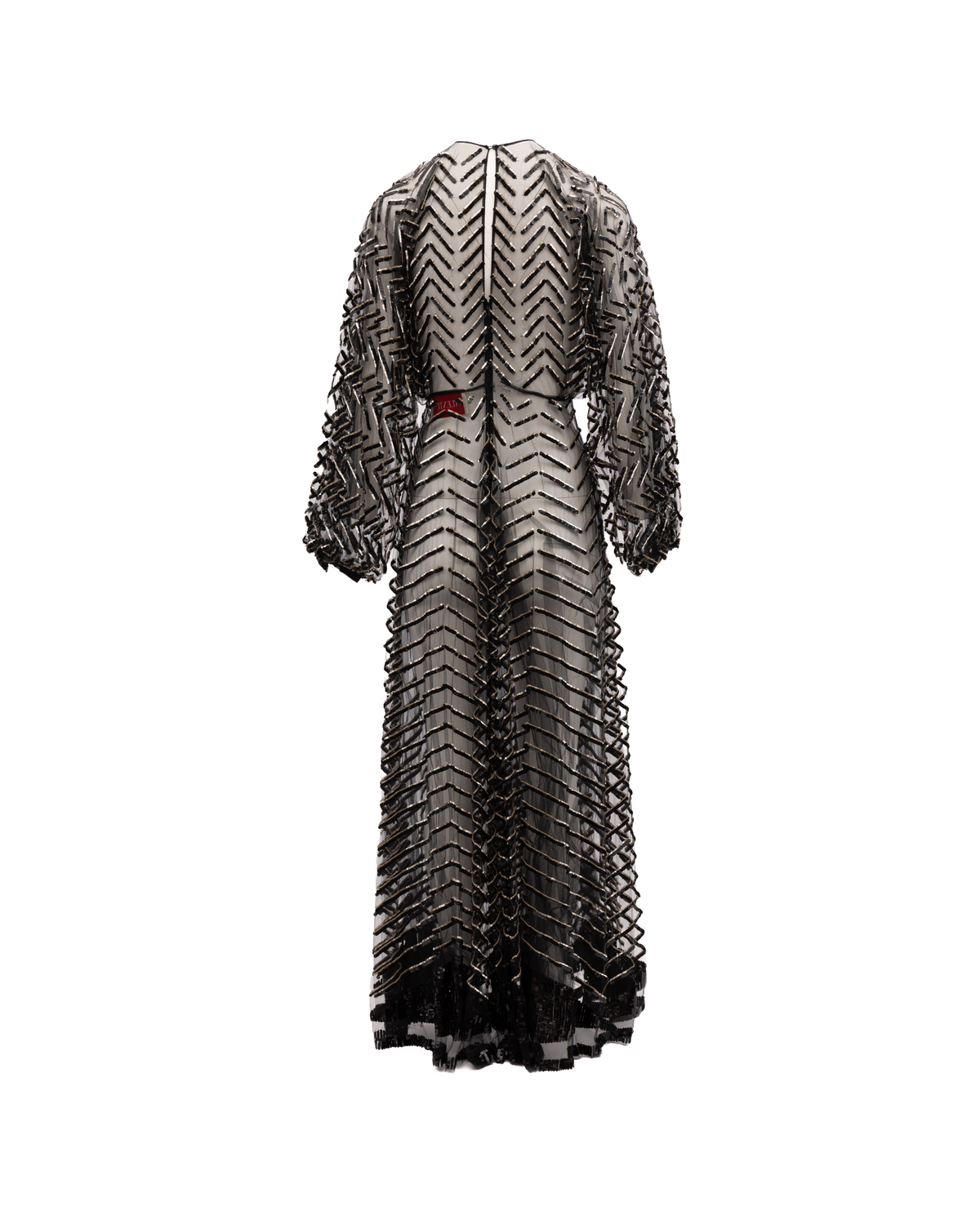 Black Embroidered Evening Dress