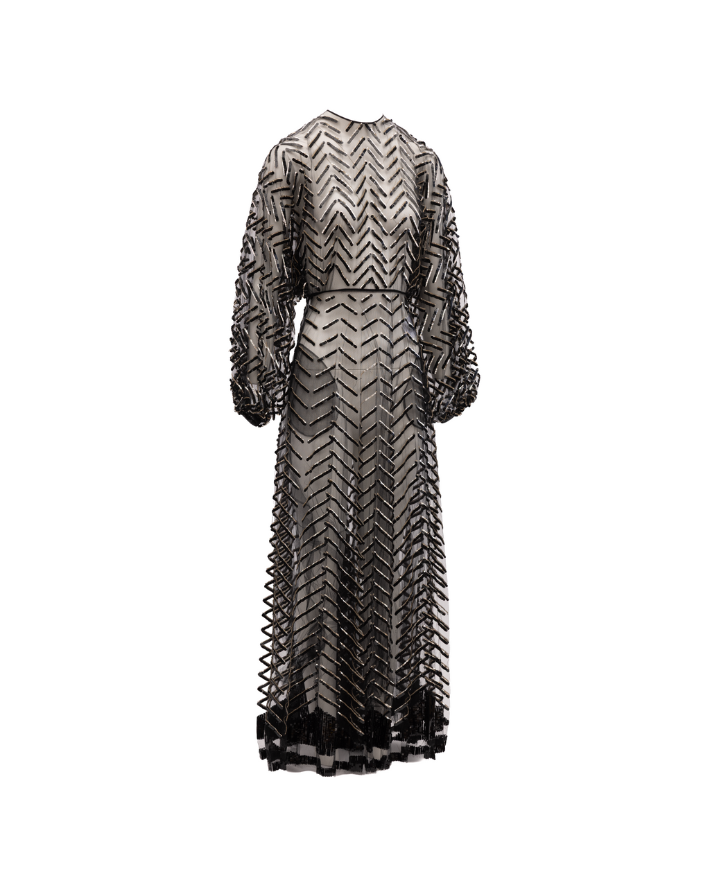 Black Embroidered Evening Dress