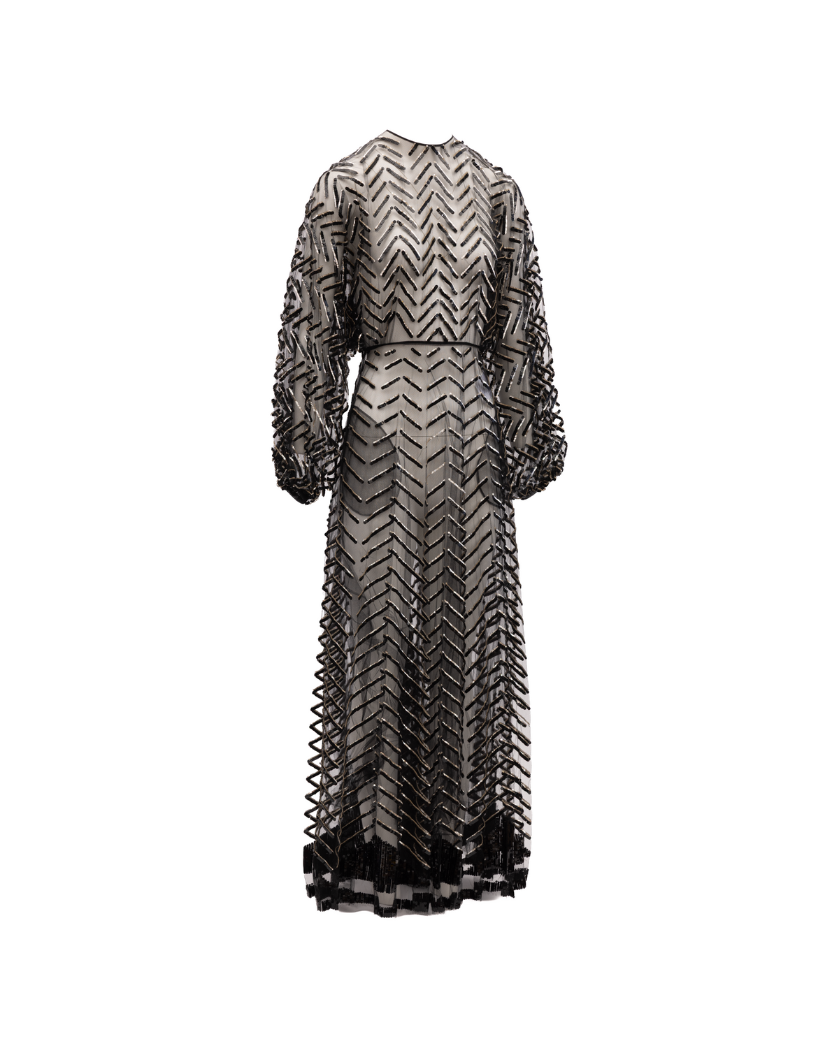 Black Embroidered Evening Dress