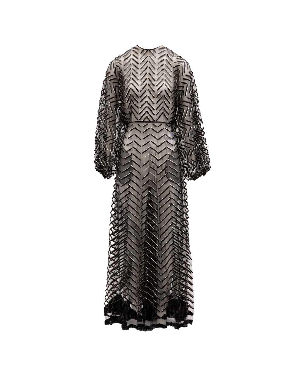 Black Embroidered Evening Dress