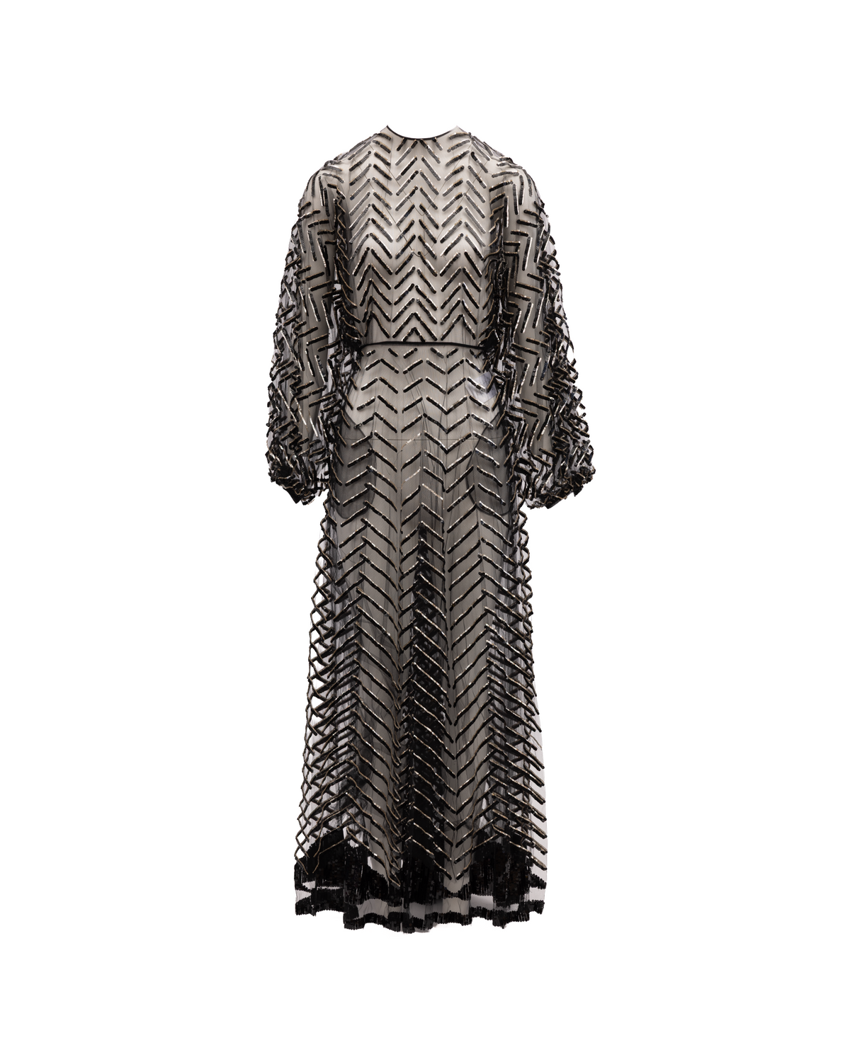 Black Embroidered Evening Dress