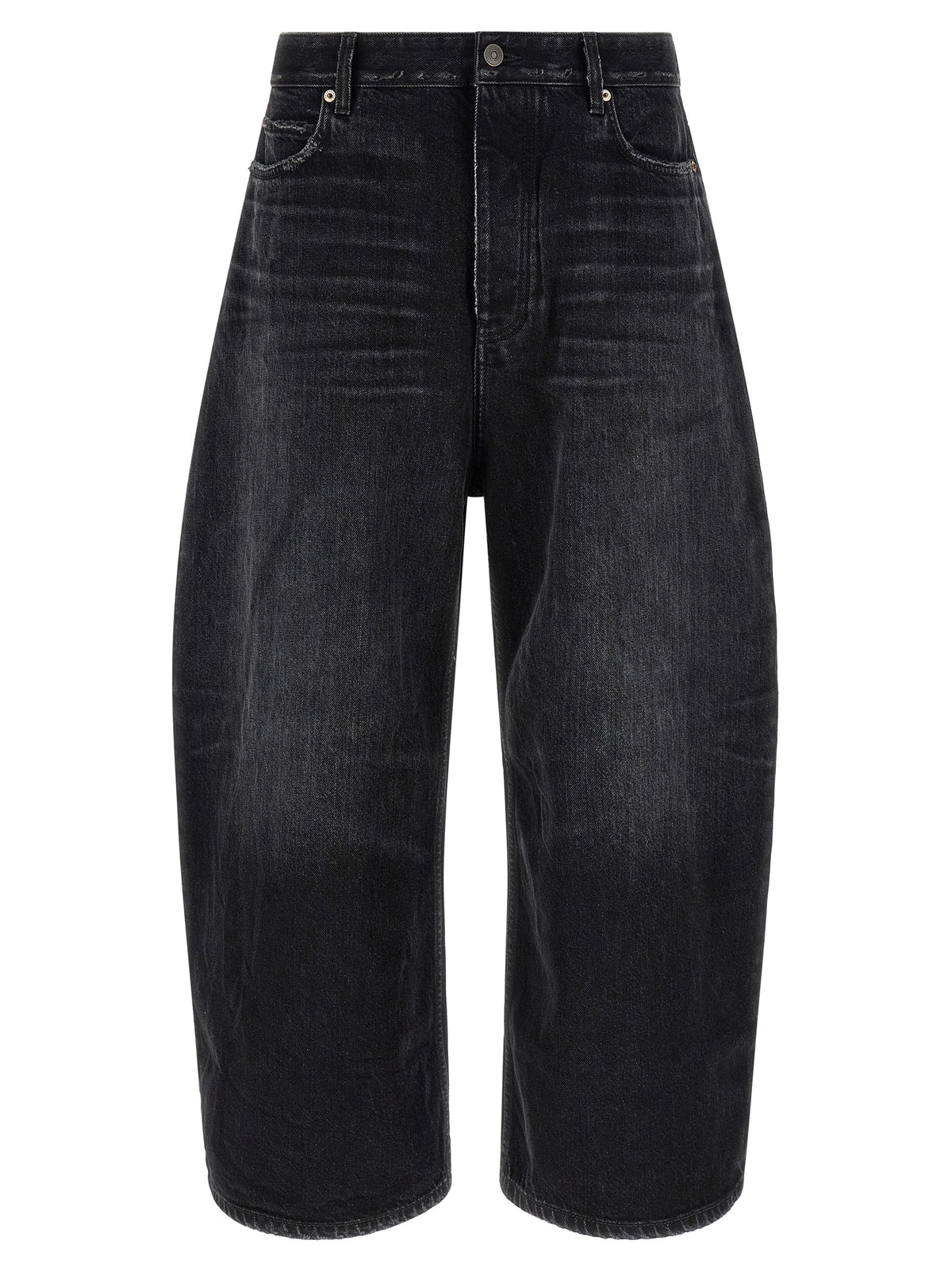 Black Cotton Cropped Jeans
