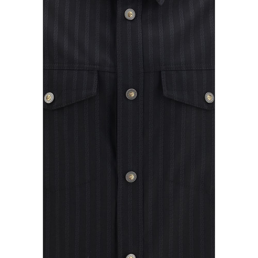 Black Wool Oves Aries Pattern Shirt