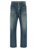 Blue Cotton Tapered Jeans
