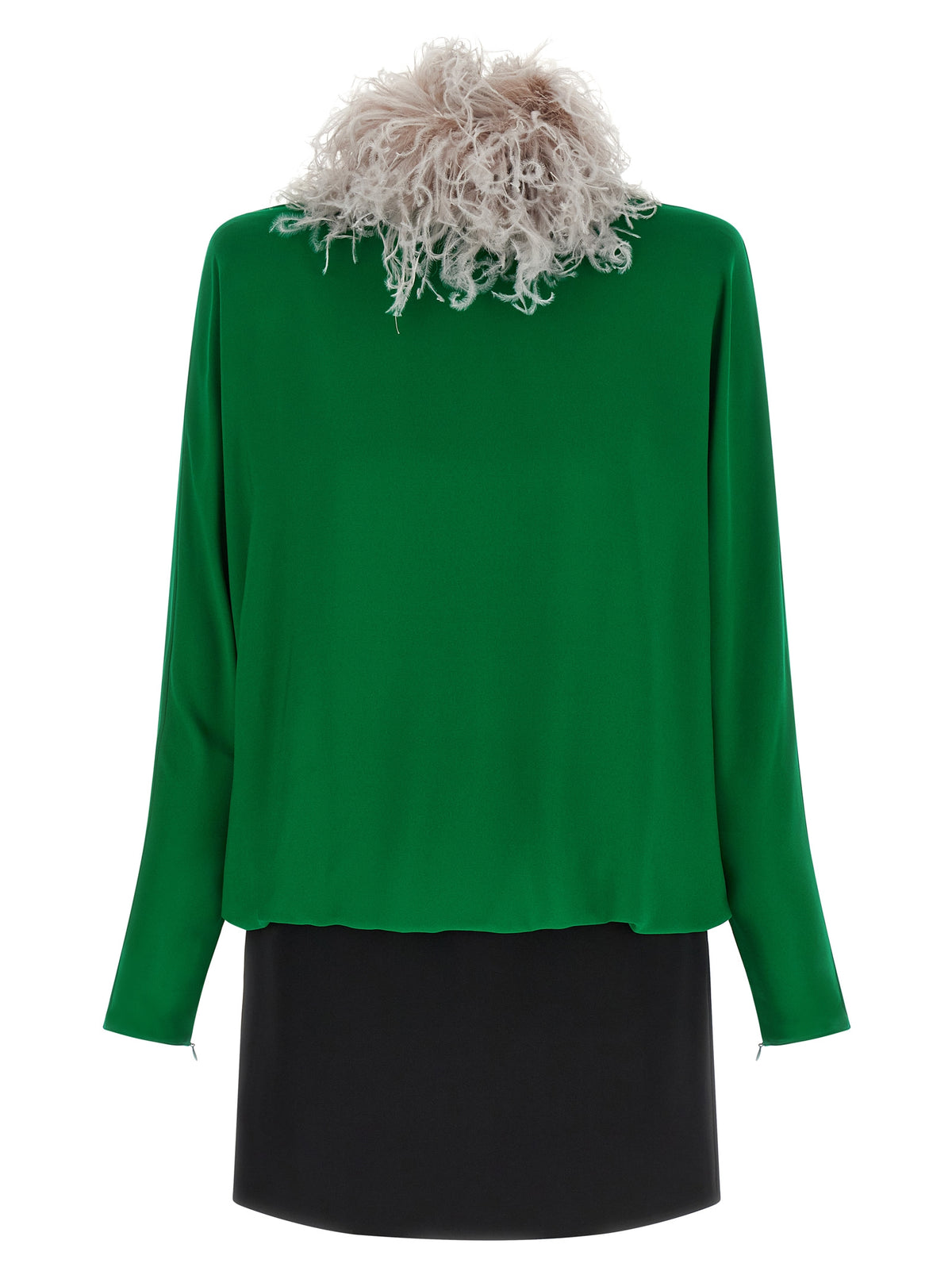 Bicolor Silk Short Dress