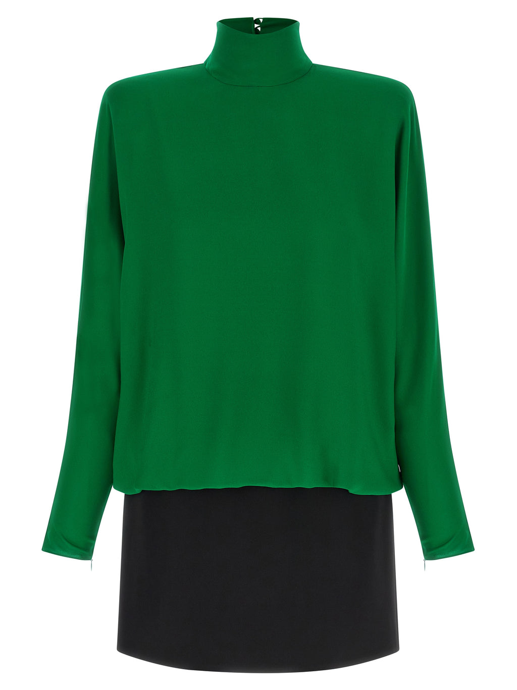Bicolor Silk Short Dress