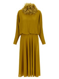 Bicolor Silk Midi Dress