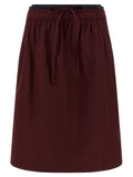 Bordeaux Polyester Midi Skirt