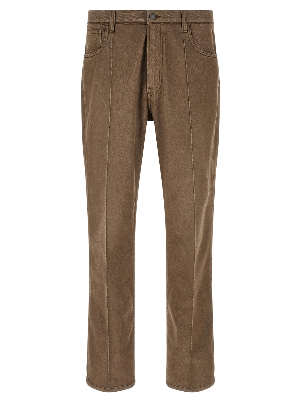 Brown Cotton Casual Pants