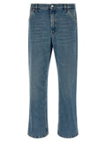 Blue Cotton Straight-Leg Jeans