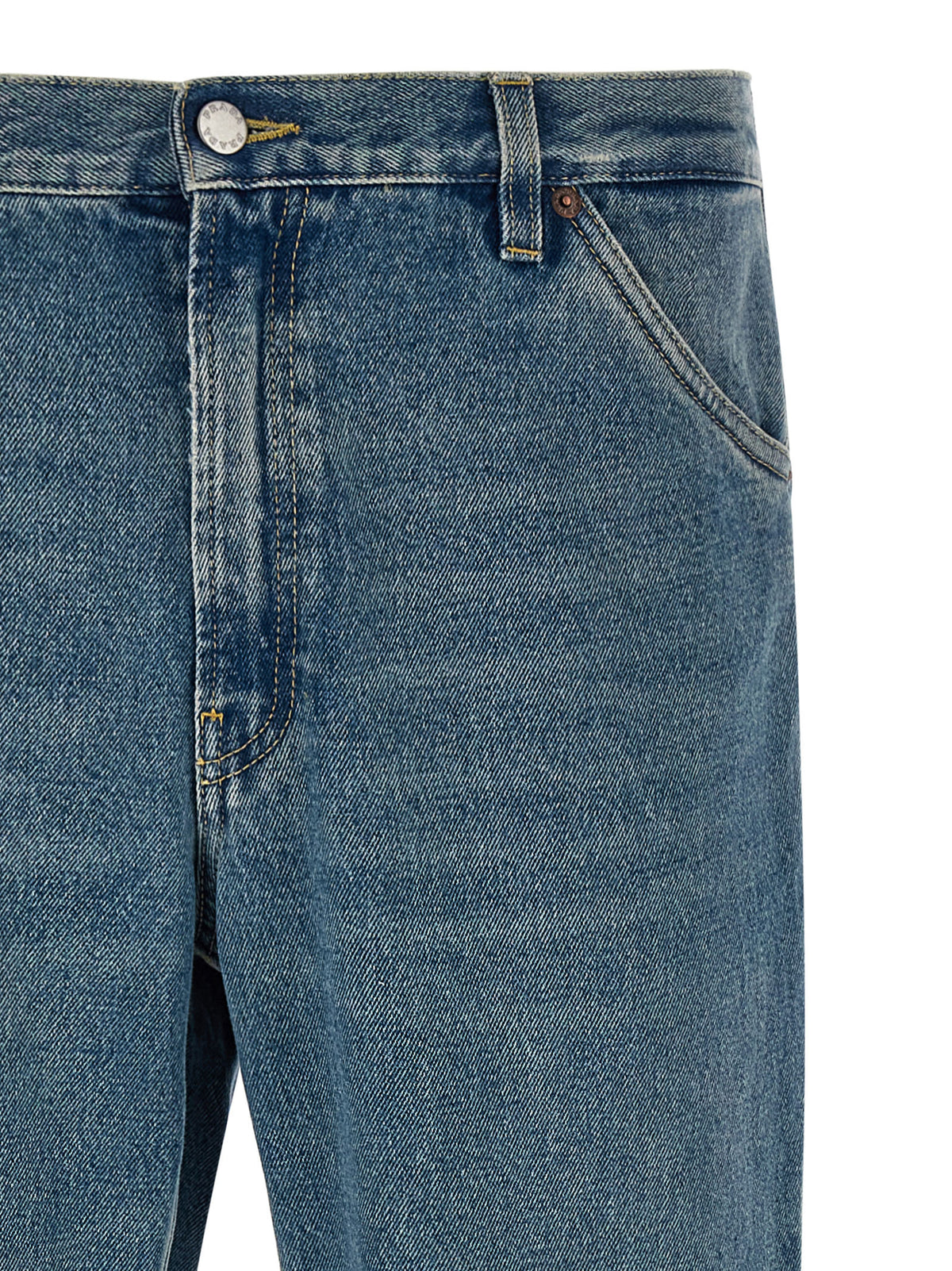 Blue Cotton Straight-Leg Jeans