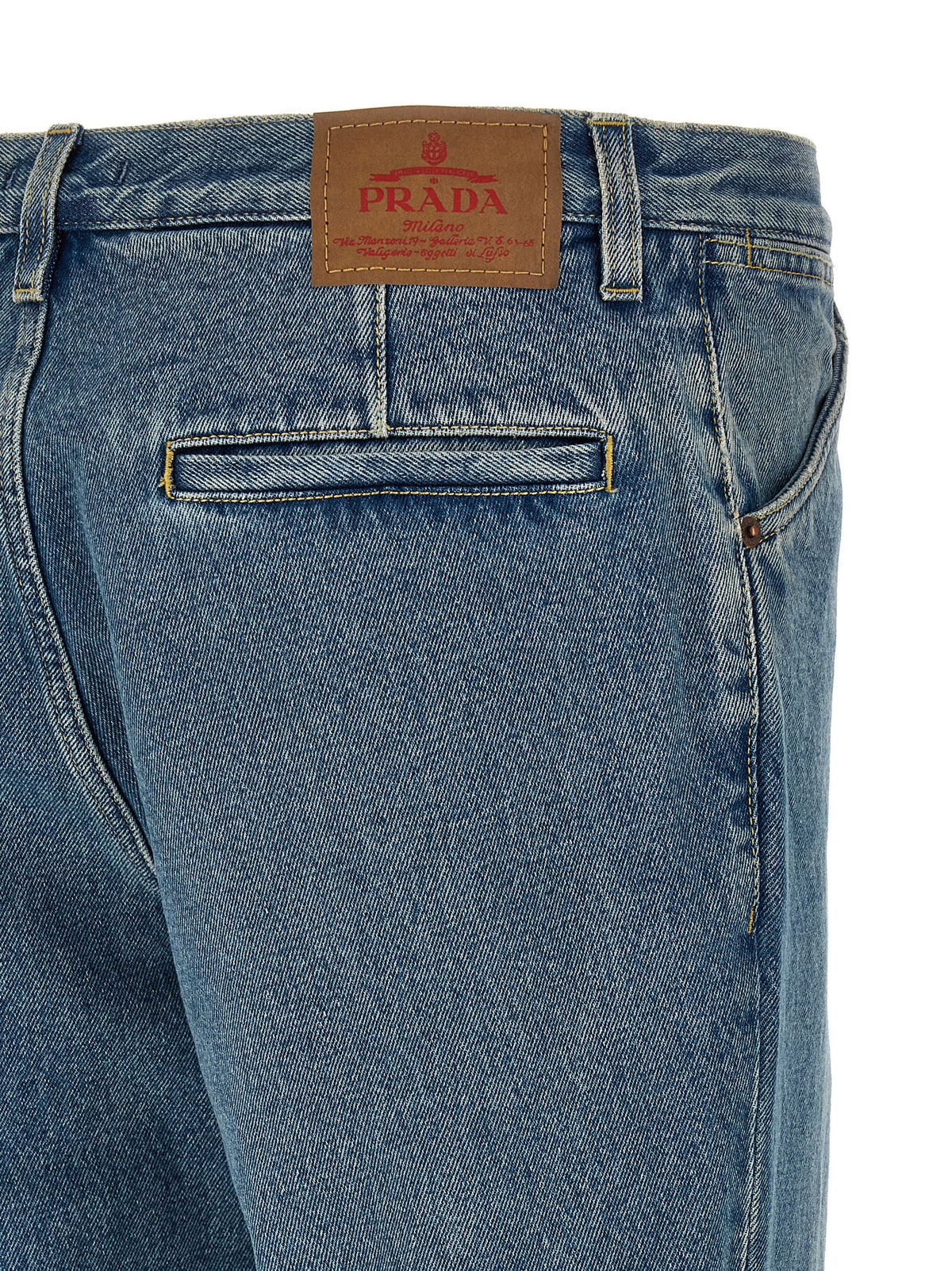 Blue Cotton Straight-Leg Jeans