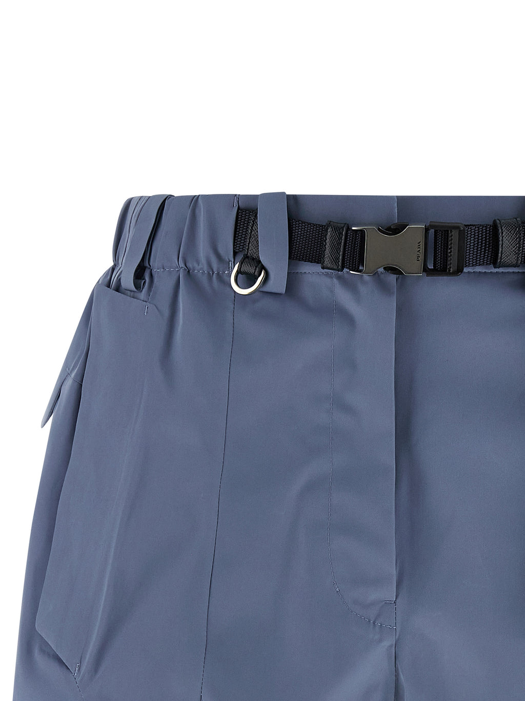 Blue Polyester Bermuda Shorts