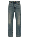 Blue Cotton Straight-Leg Jeans