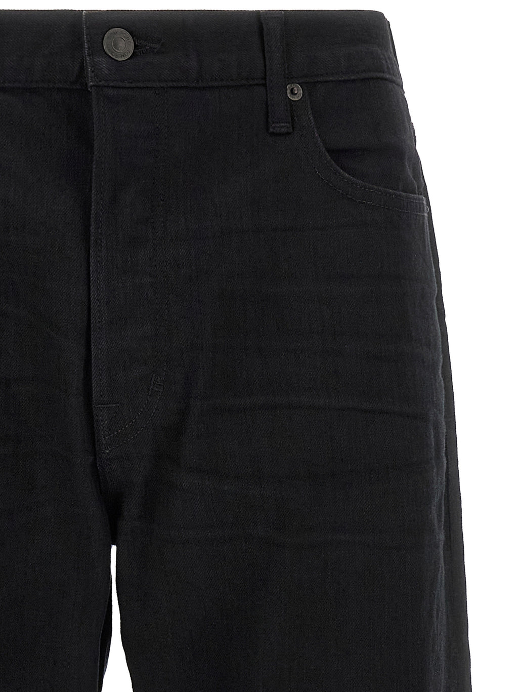 Black Cotton Straight-Leg Jeans