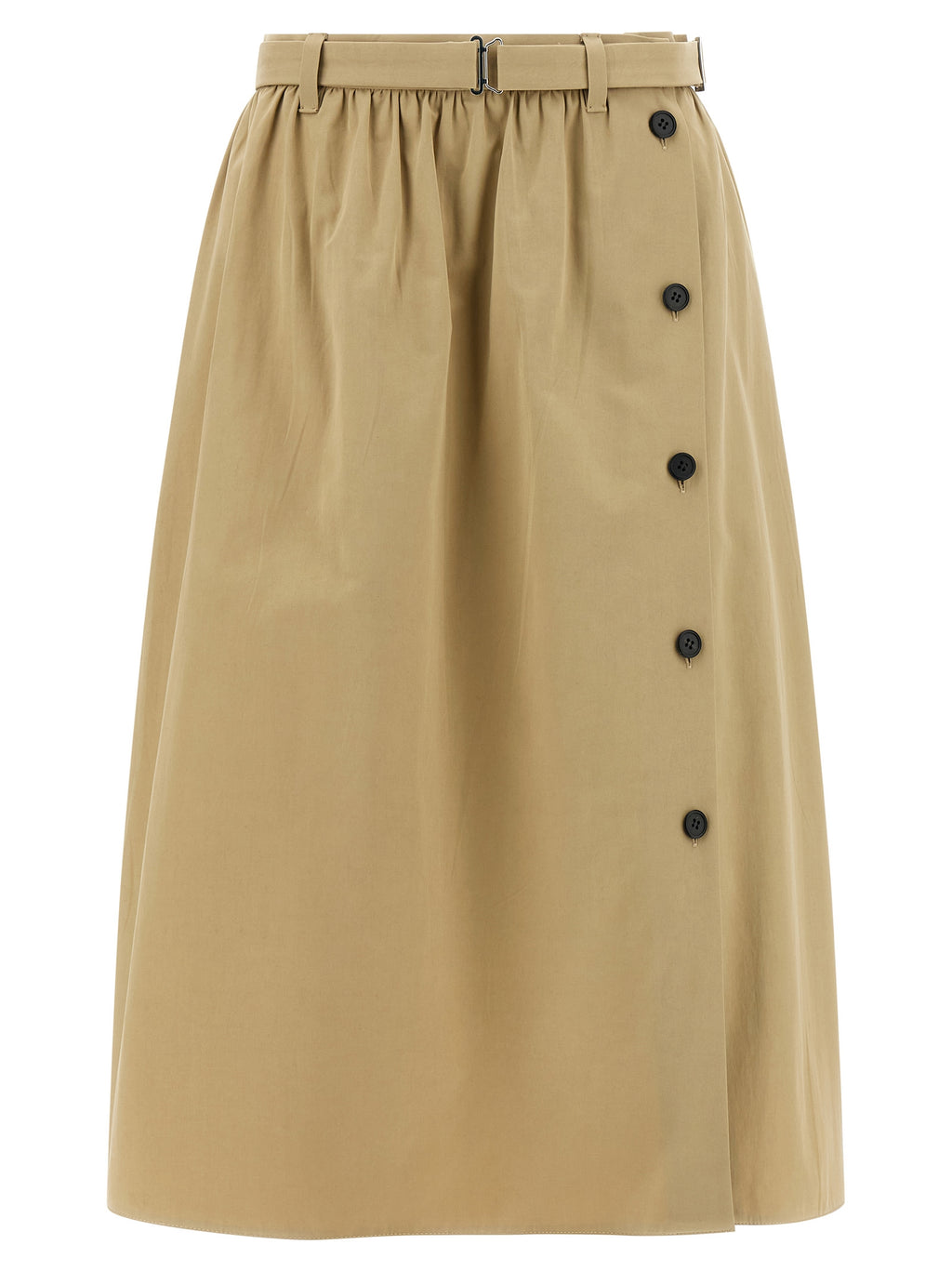 Beige Cotton Midi Skirt