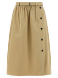 Beige Cotton Midi Skirt