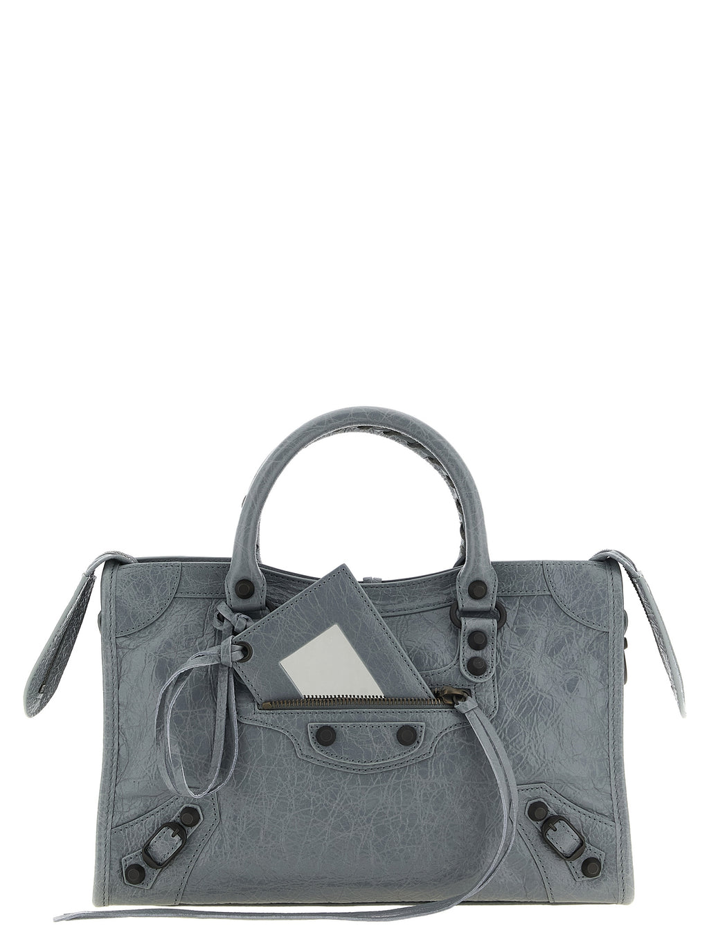 Gray Lamb Leather Handbag