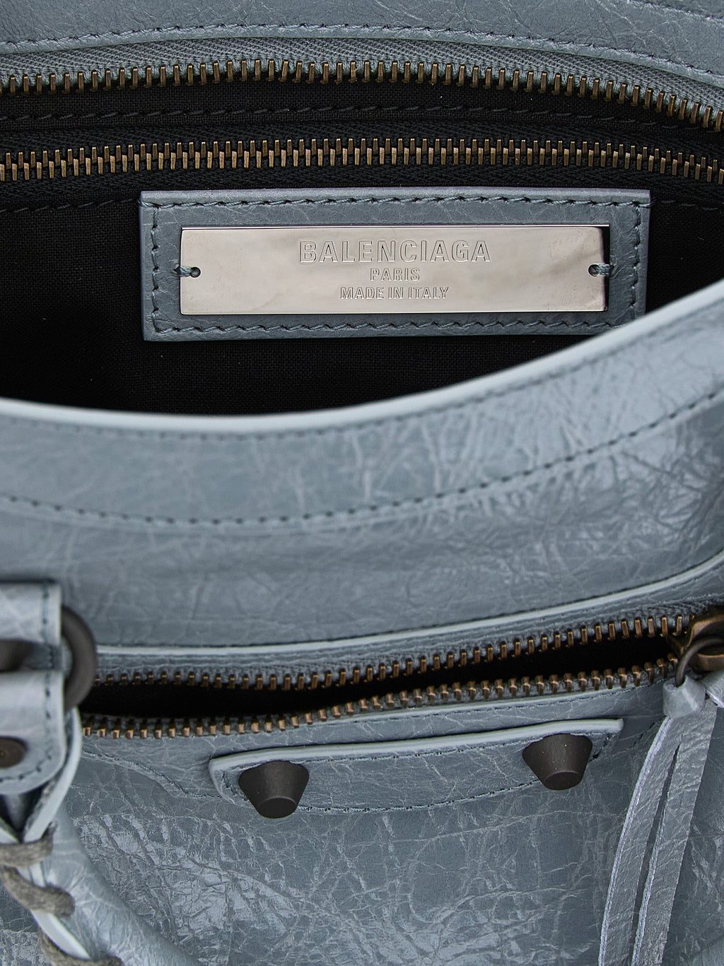 Gray Lamb Leather Handbag