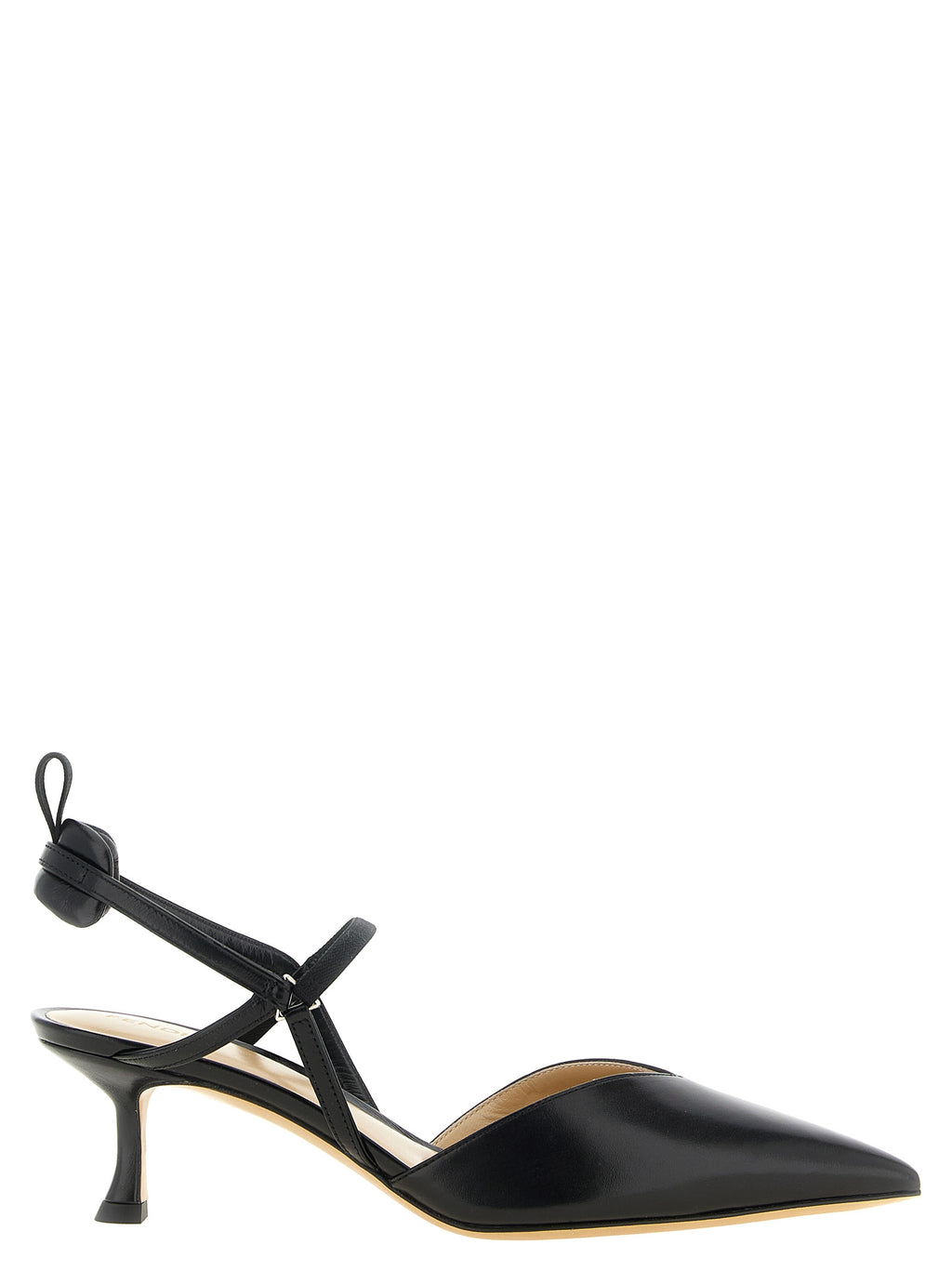 Black Calfskin Mid Heel Pumps