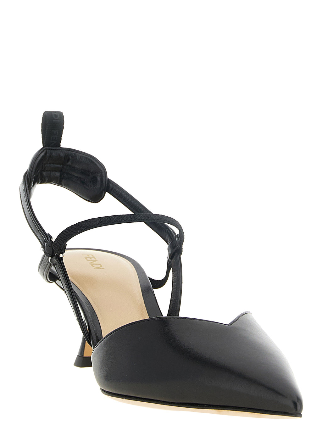 Black Calfskin Mid Heel Pumps