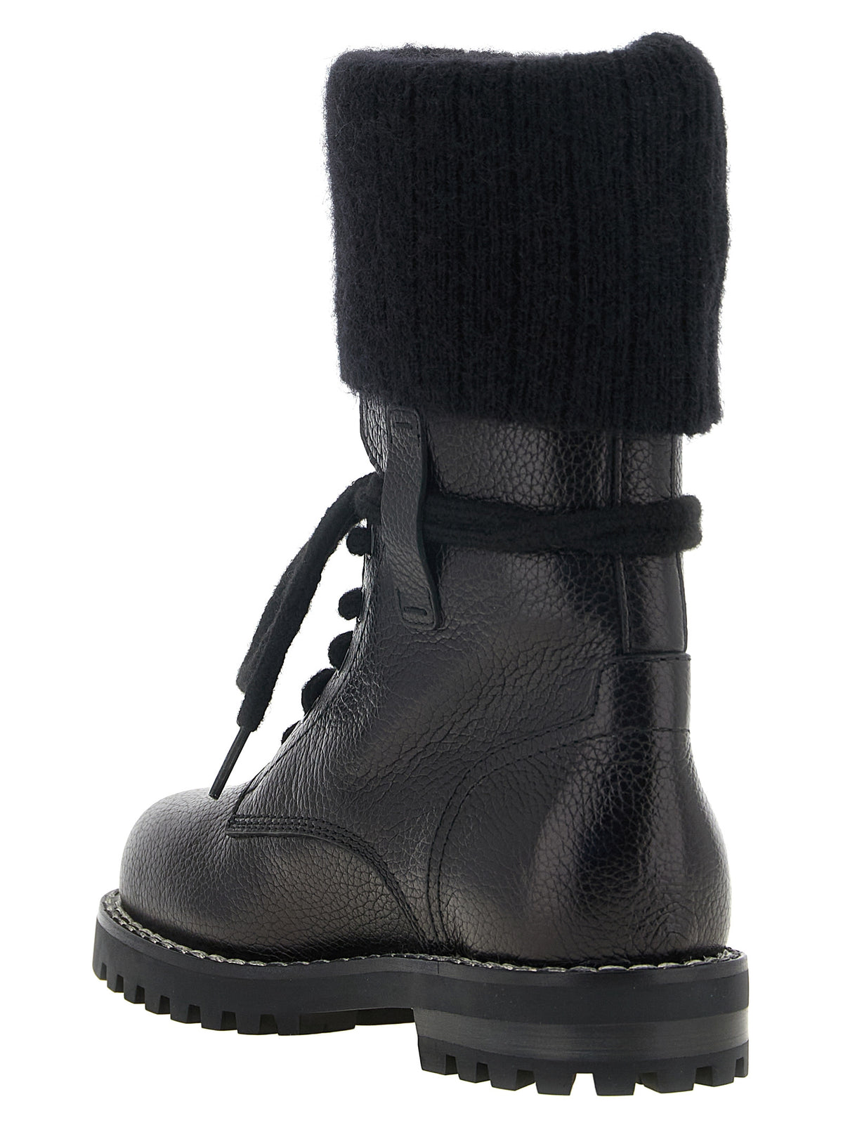 Black Calfskin Lace-Up Boots