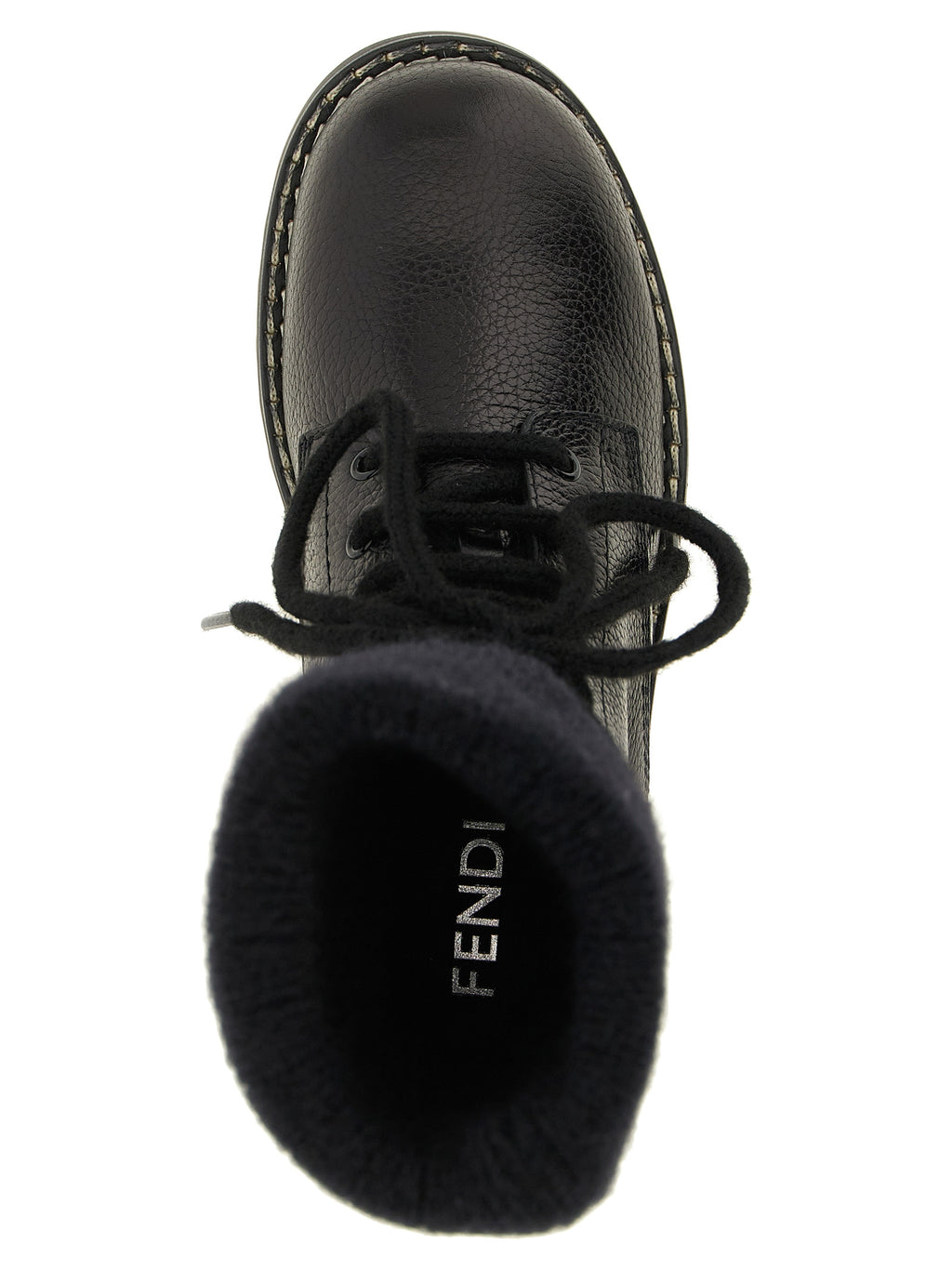 Black Calfskin Lace-Up Boots