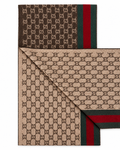 Monogram Brown Cashmere & Wool Scarf with Green & Red Web Stripe