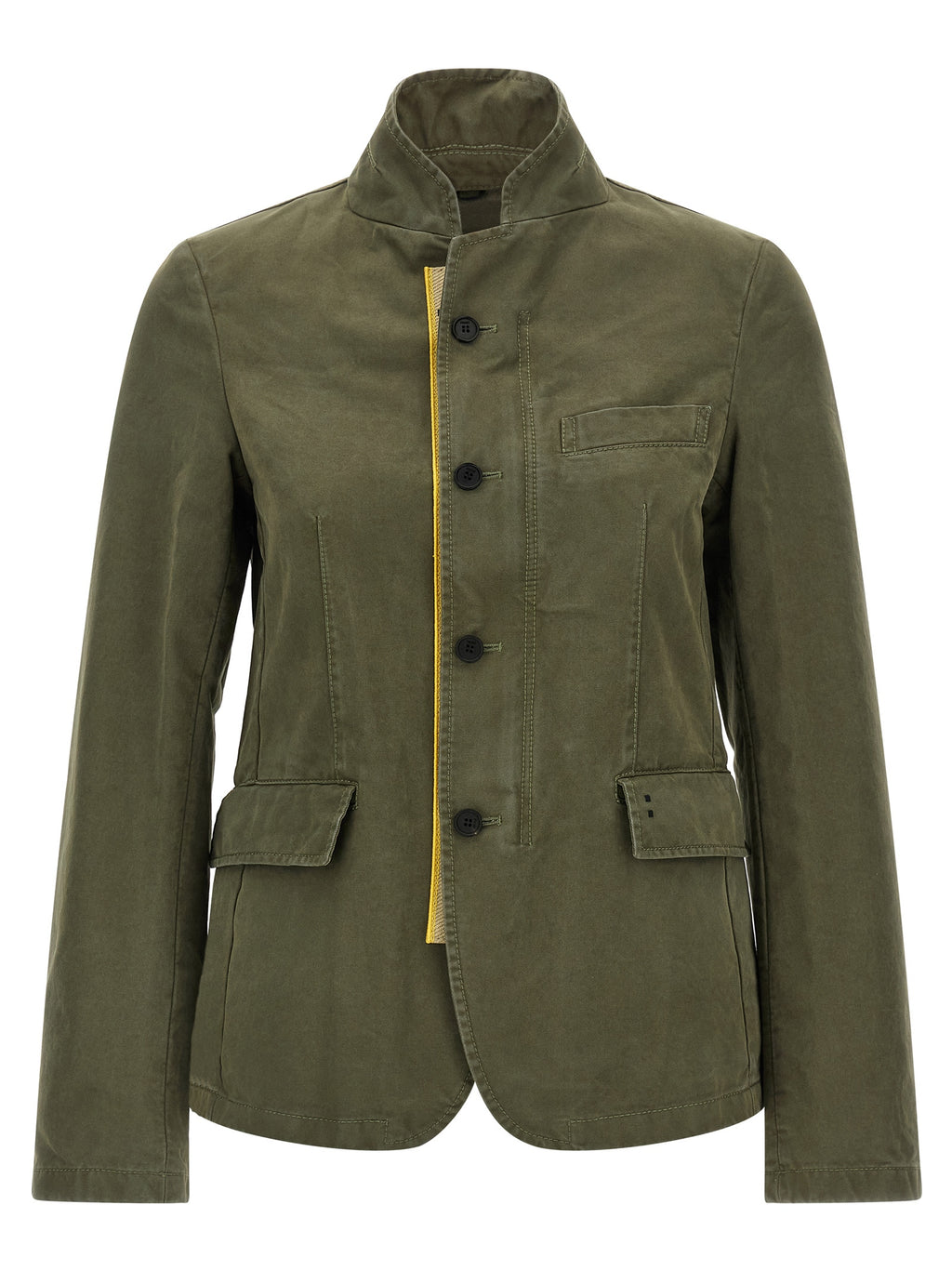 Bicolor Cotton Full-Length Jacket