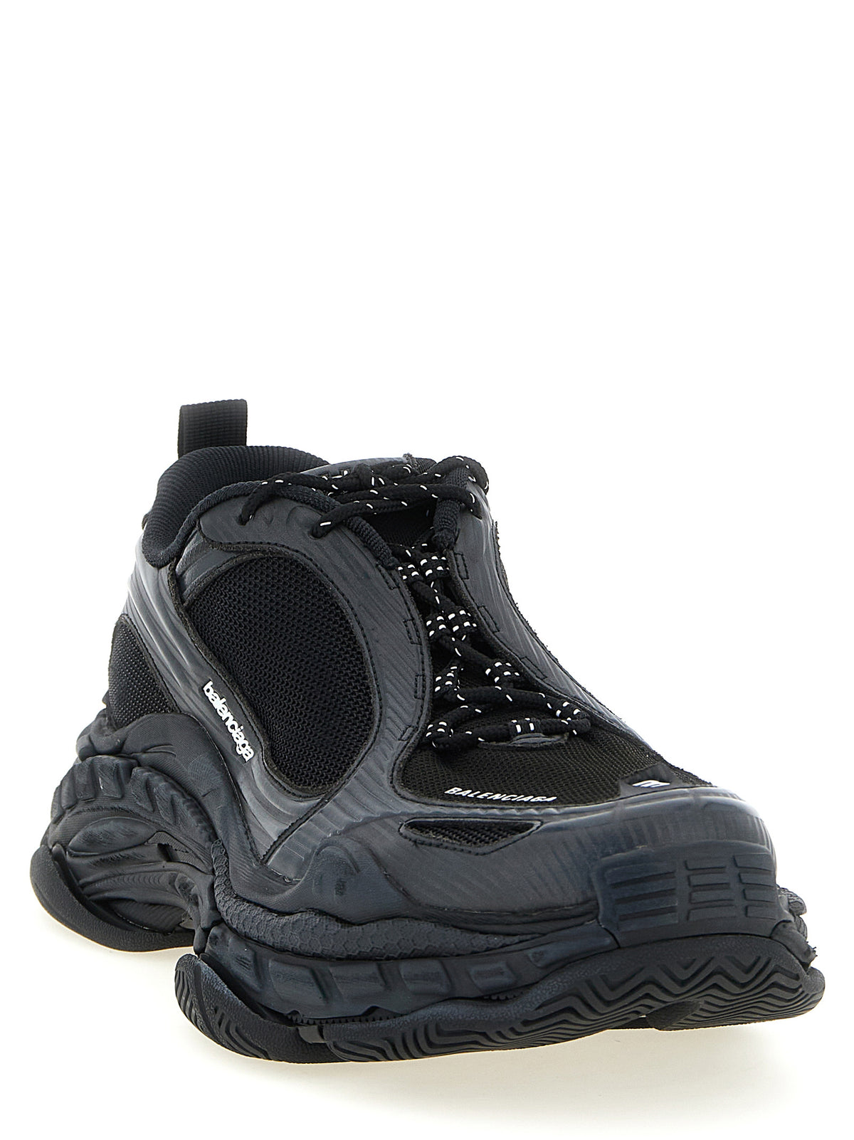 Black Polyethylene Athletic Sneakers