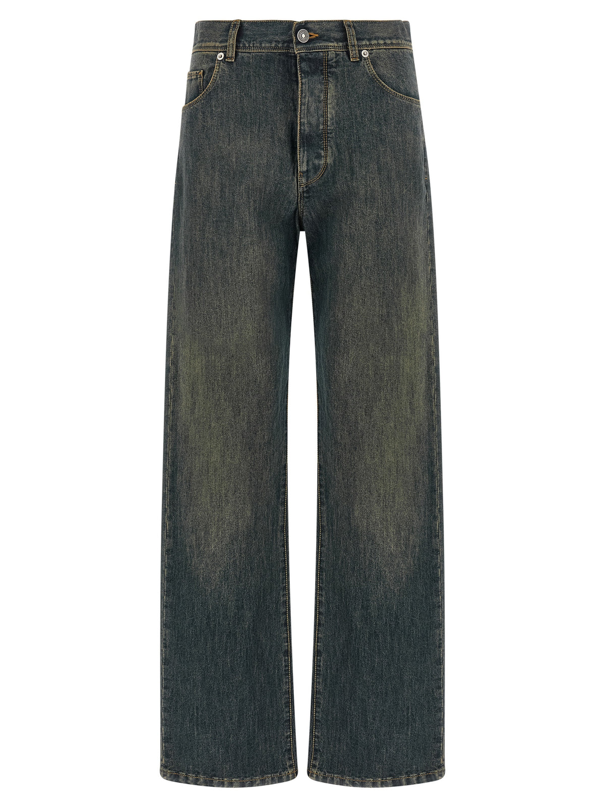 Blue Cotton Straight-Leg Jeans