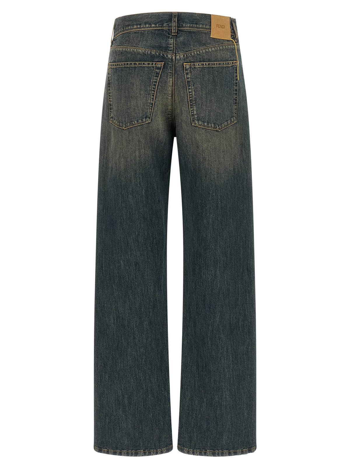 Blue Cotton Straight-Leg Jeans