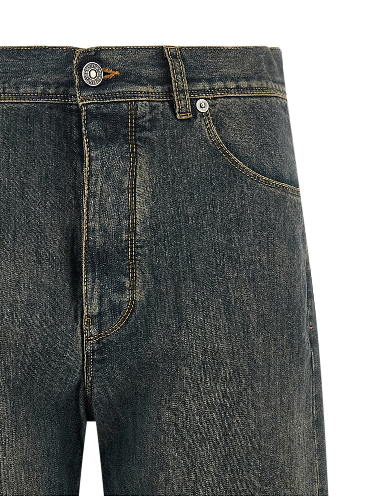 Blue Cotton Straight-Leg Jeans