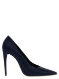 Blue Polyester High Heel Pumps
