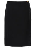 Black Virgin Wool Midi Skirt