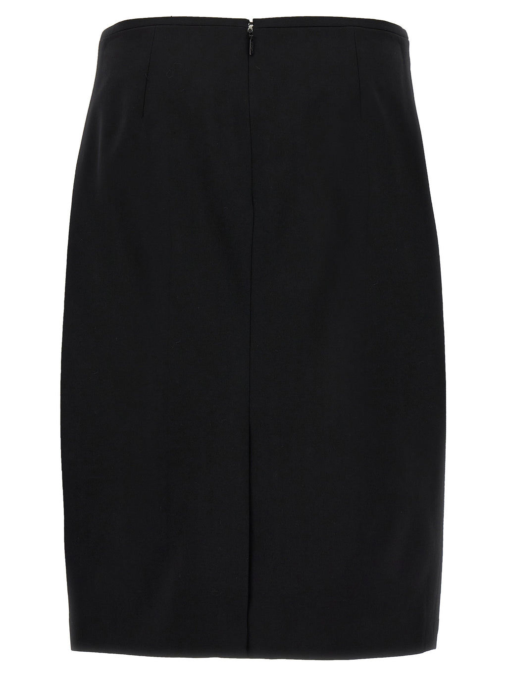 Black Virgin Wool Midi Skirt