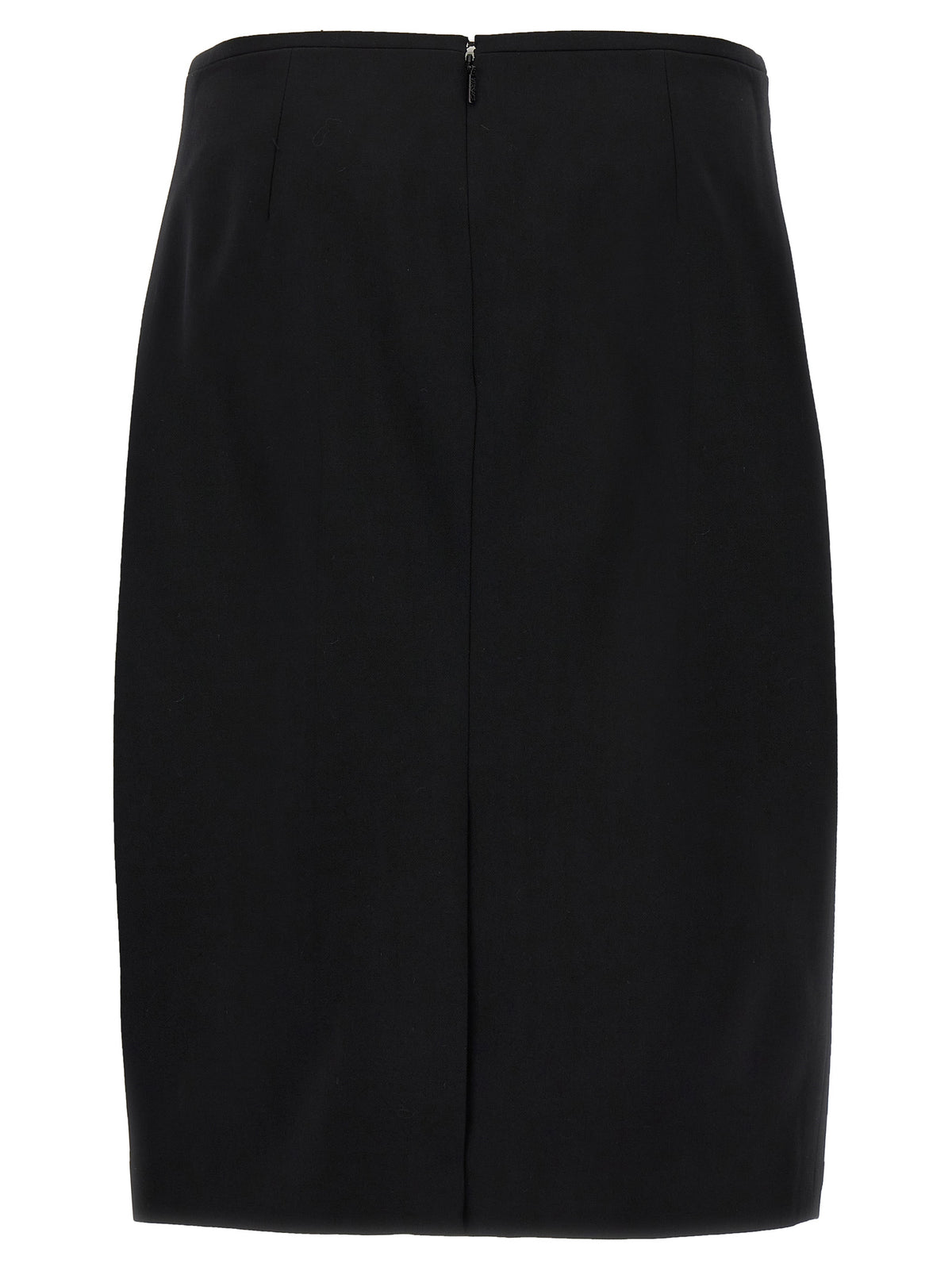 Black Virgin Wool Midi Skirt