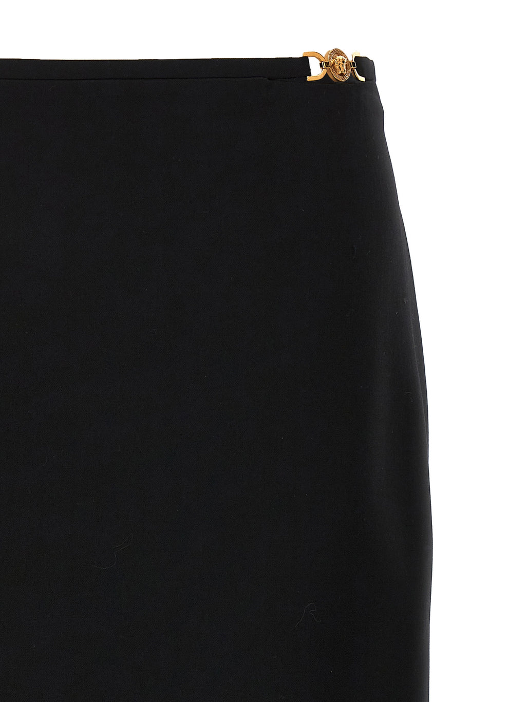 Black Virgin Wool Midi Skirt