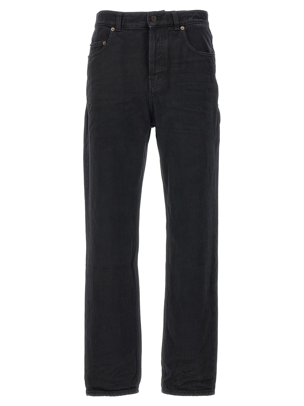 Black Cotton Straight-Leg Jeans