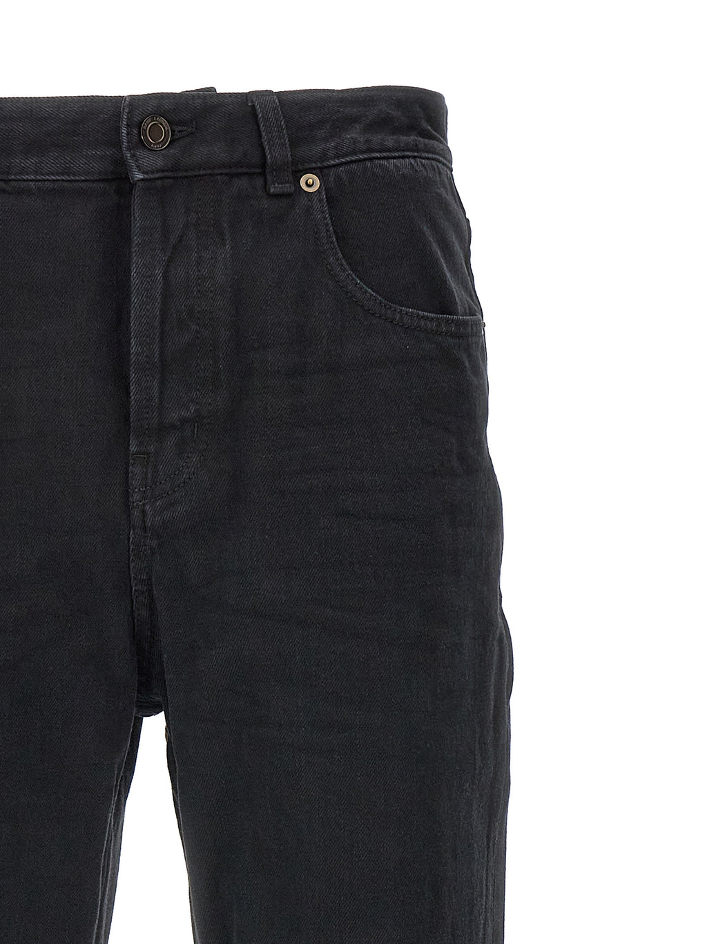 Black Cotton Straight-Leg Jeans