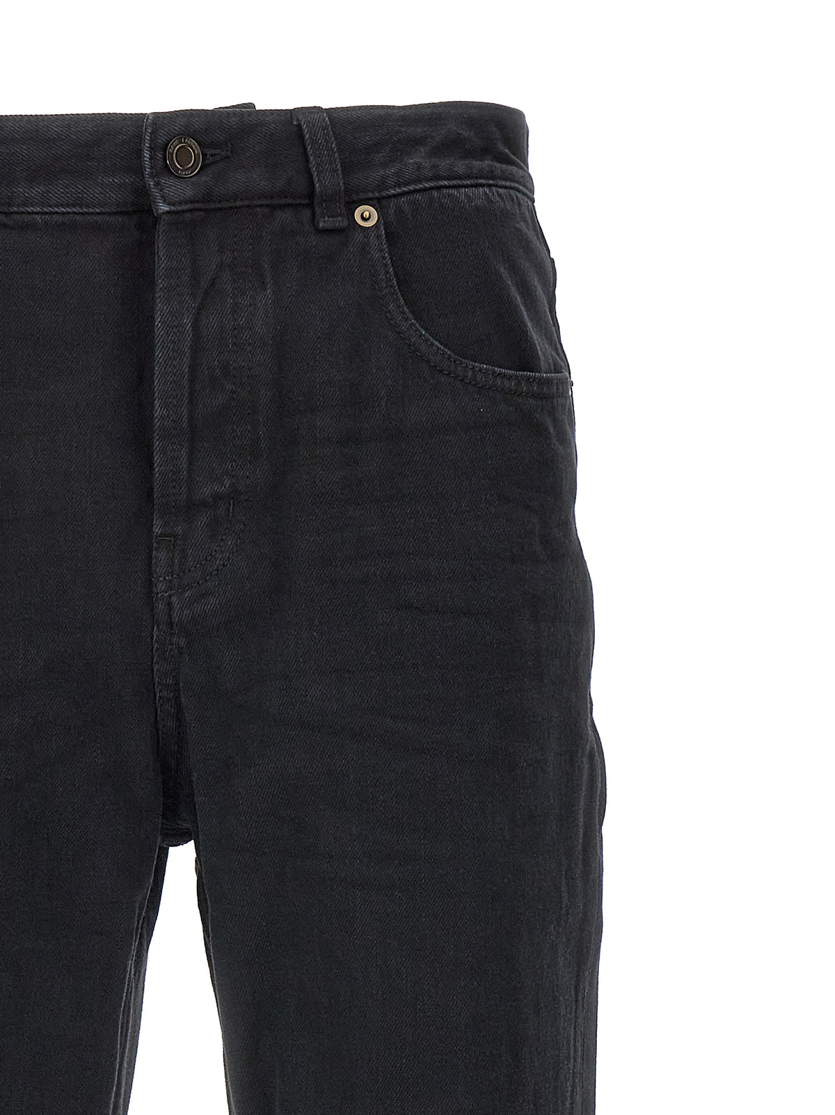 Black Cotton Straight-Leg Jeans