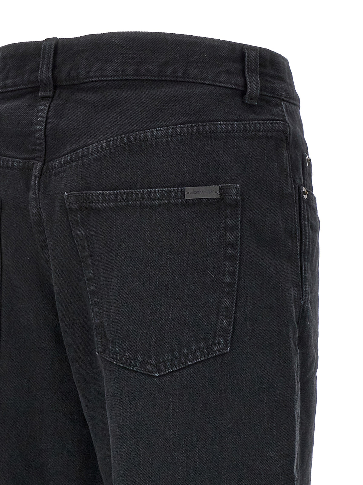 Black Cotton Straight-Leg Jeans