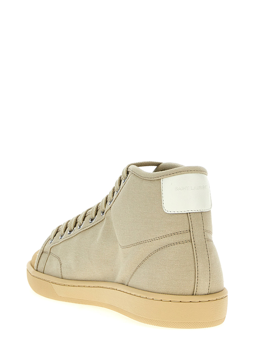Beige Cotton High Top Sneakers
