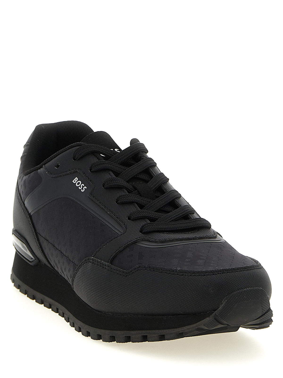 Black Polyester Athletic Sneakers