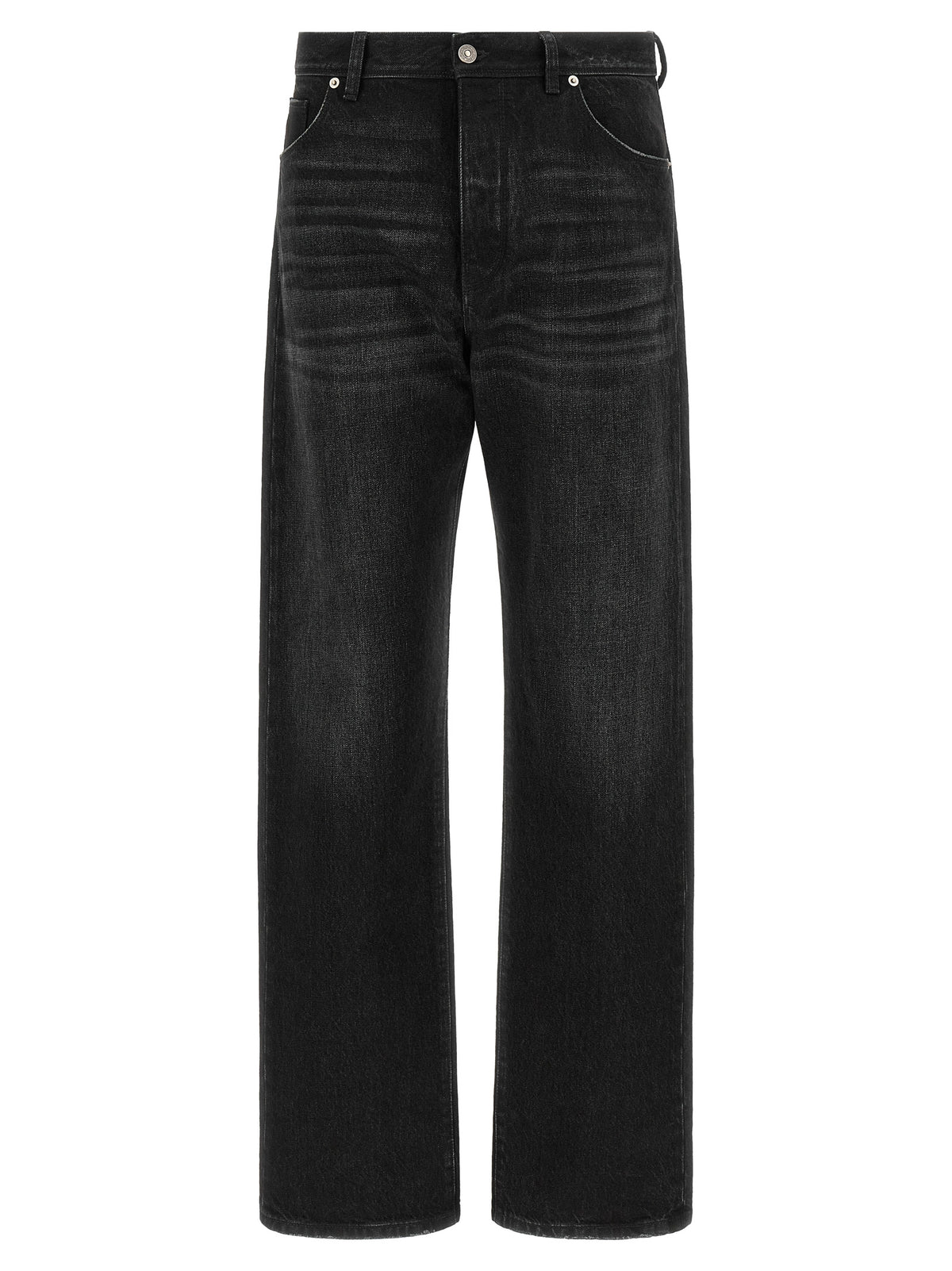 Black Cotton Straight-Leg Jeans