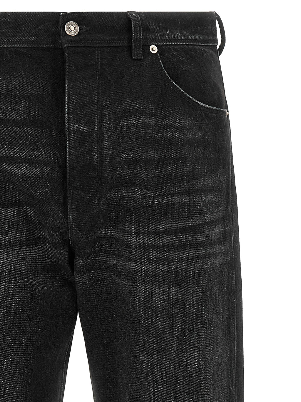 Black Cotton Straight-Leg Jeans
