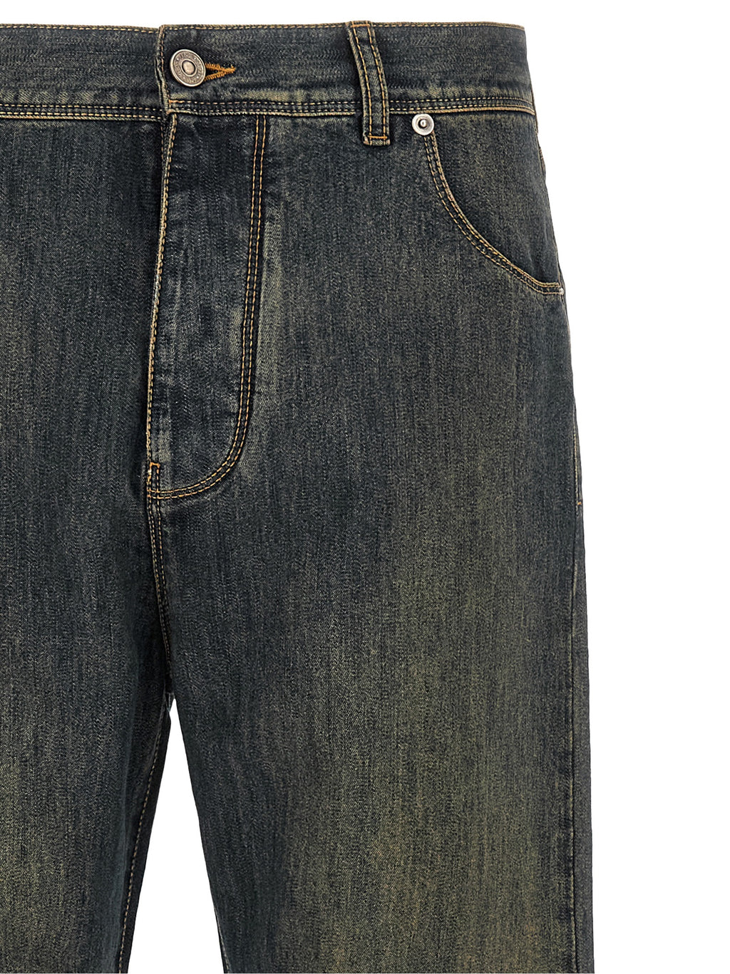Blue Cotton Straight-Leg Jeans