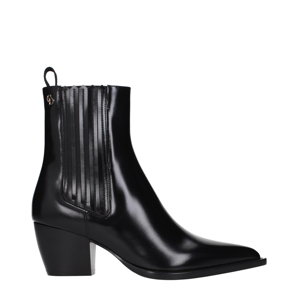 Black Leather Ankle Boots